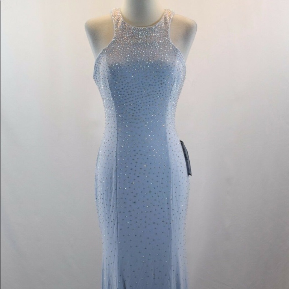 Xscape Crystal Periwinkle Prom Dress